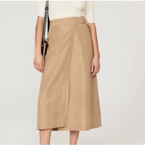 Vince Linen Tan Midi Wrap Skirt